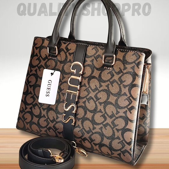 Handbag Guess Dark Brown Brand New with Tag - Picture 1 of 7